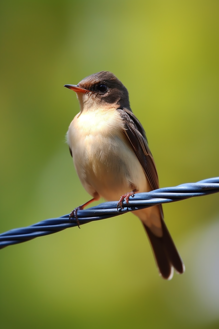 小鸟站在电线上细节特写摄影图