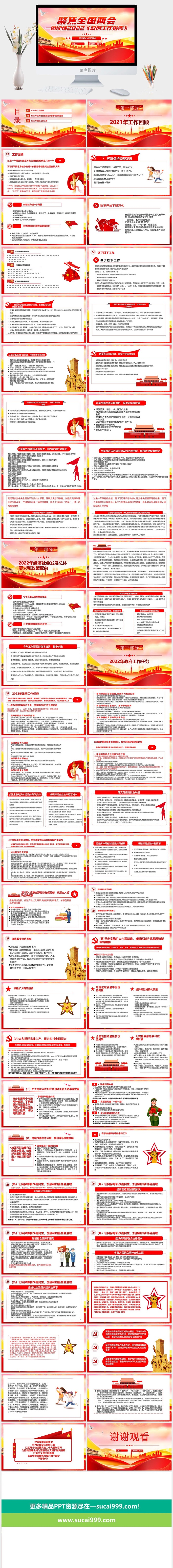 聚焦全国两会*工作报告党建PPT