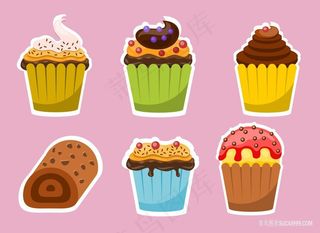 各种纸杯蛋糕糕点插画图片