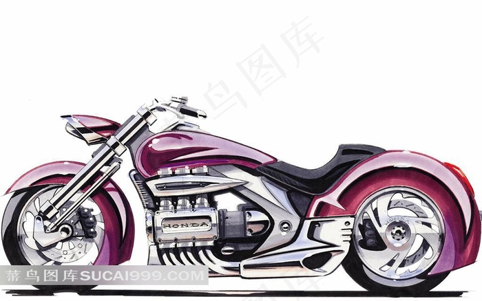 手绘时尚炫酷摩托车