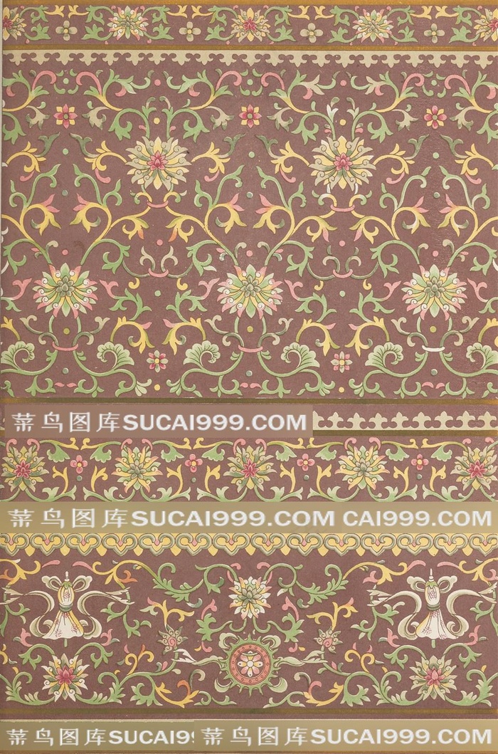 棕色背景花绘中式传统纹样集锦中国风图片
