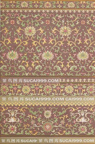 棕色背景花绘中式传统纹样集锦中国风图片