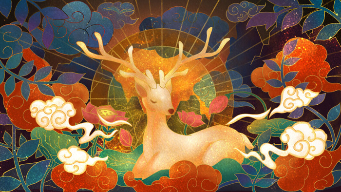 敦煌系列国潮插画(3543x1993)psd模版下载