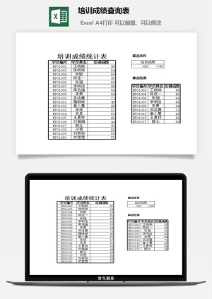 培训成绩查询表excel模板