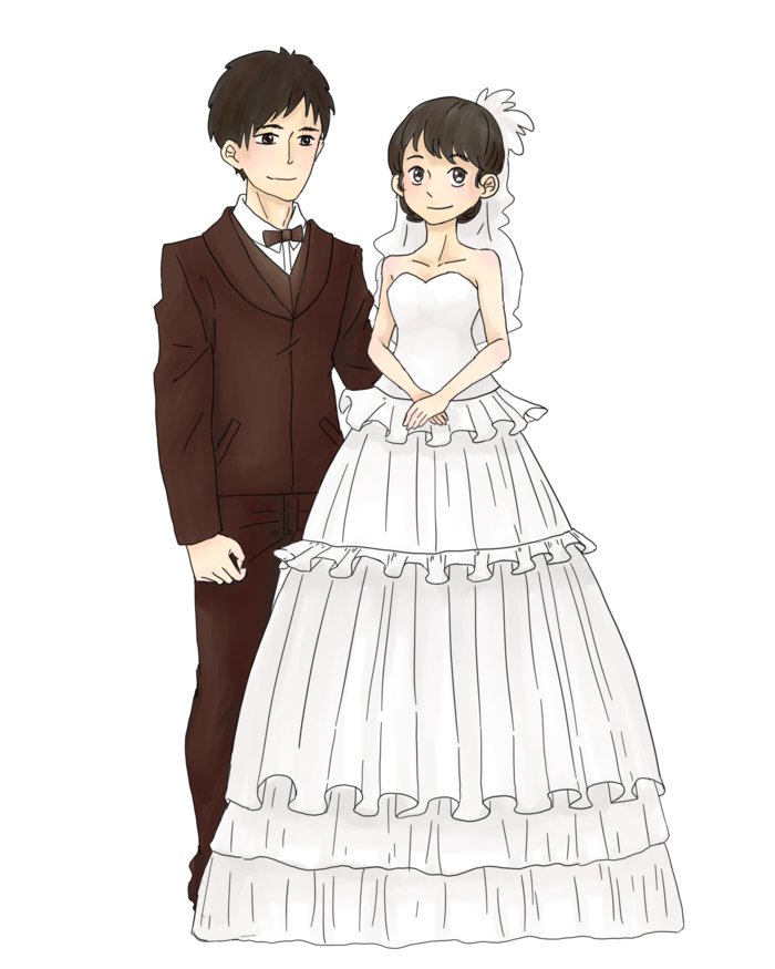 婚纱卡通人物婚礼白纱结婚婚纱摄影手绘