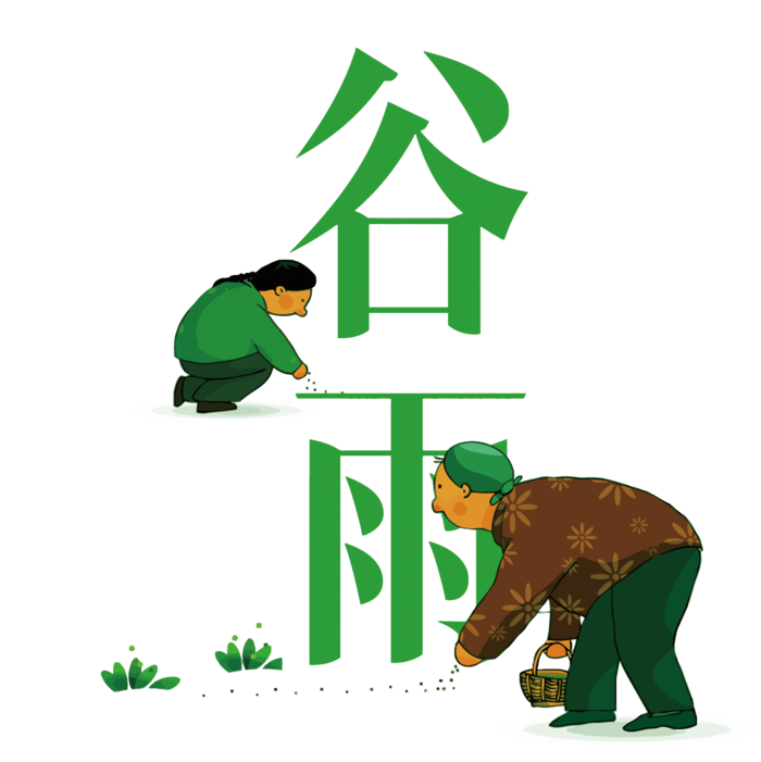 谷雨字体插画 