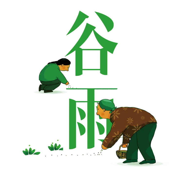 谷雨字体插画 