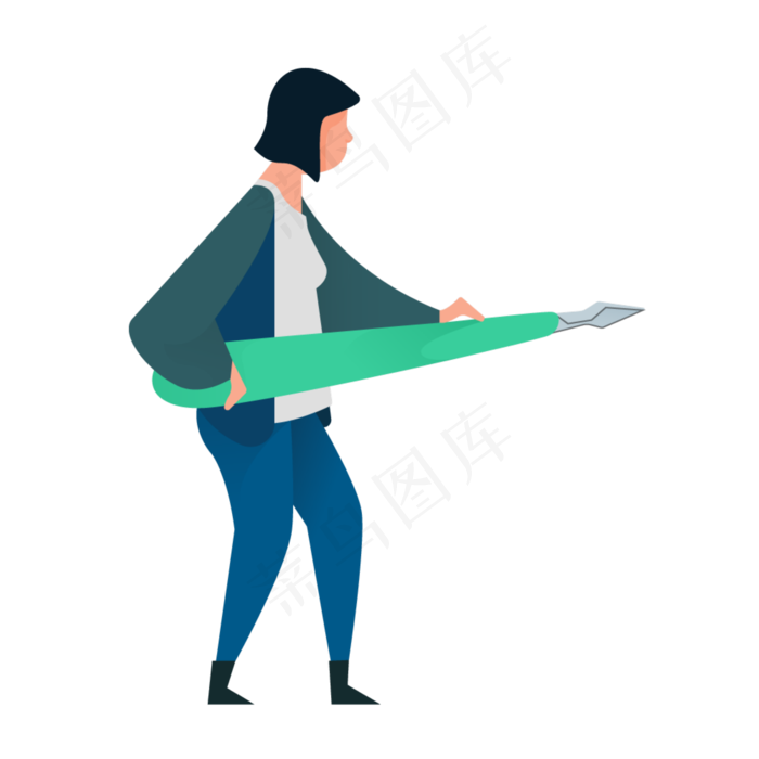 拿钢笔人物免抠图