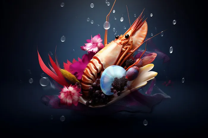 精致龙虾晚餐食品特写摄影图