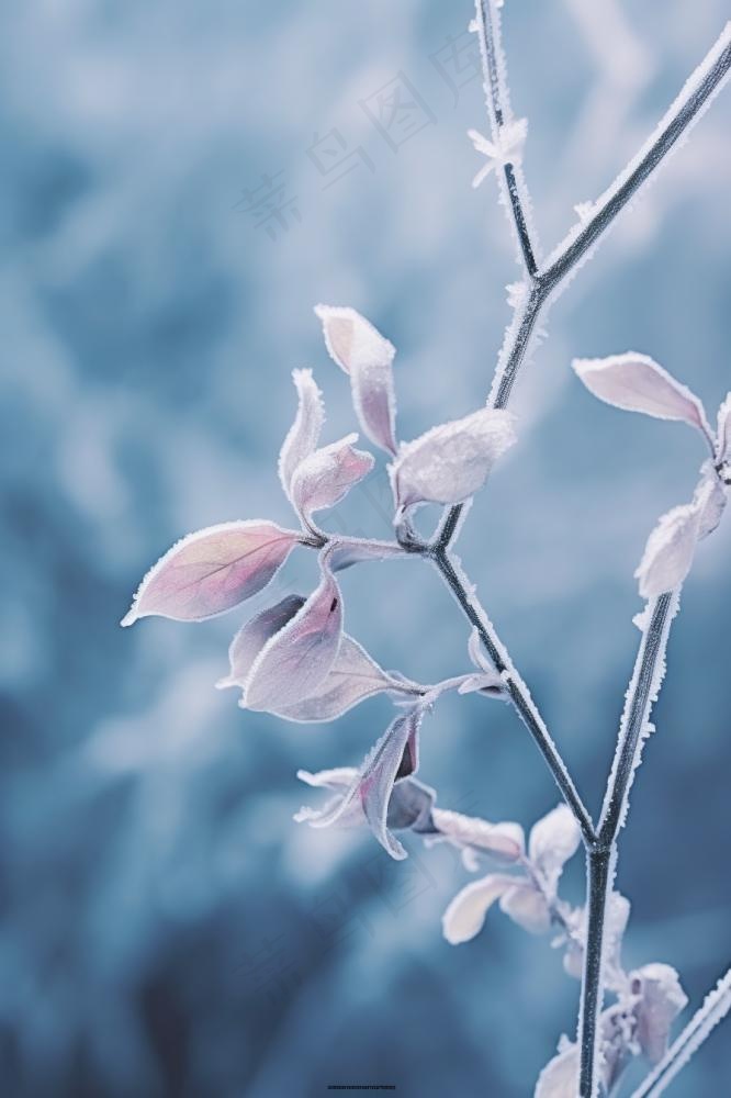 雪花枝叶白色背景(896x1344)