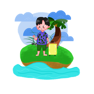 海边旅游的男孩