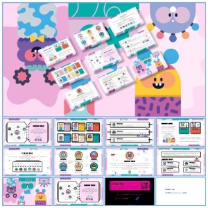 Q版萌物创意说明可爱风ppt模板预览图