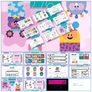 Q版萌物创意说明可爱风ppt模板预览图