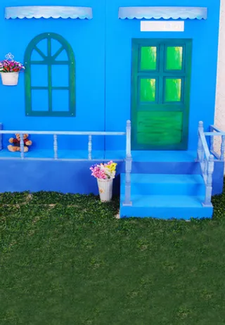 高清背景大图蓝色小房子