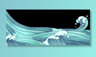 中国风国潮插画海浪波浪背景装饰浪花图案元素