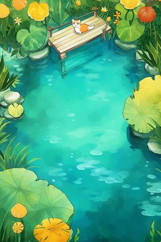 夏日荷塘木板水果背景