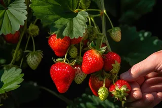 现摘新鲜草莓种植园摄影图