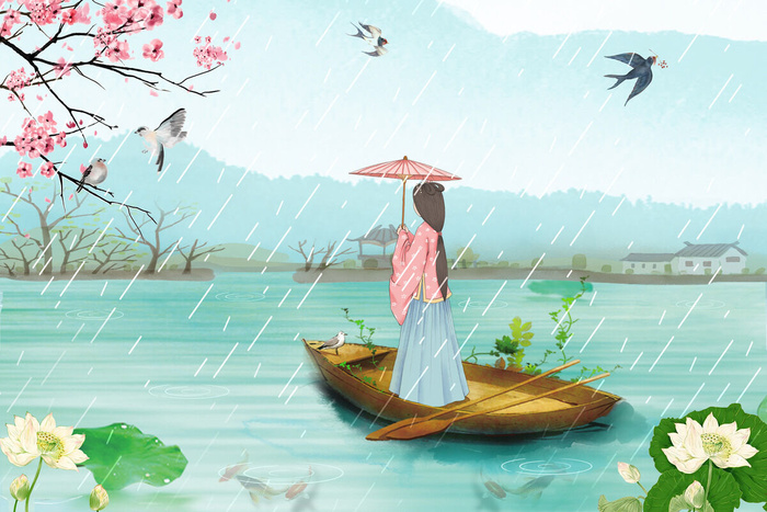 清新风清明节旅游踏青青团春天手绘插画春季海报psd设计素材背景psd模版下载