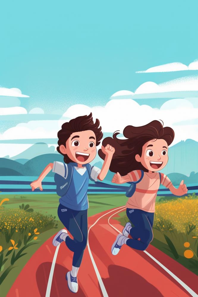 操场学生活泼开心清新海报背景