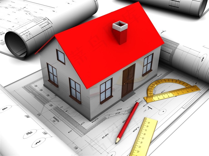 设计图纸及房子模型图片素材