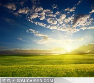 蓝天白云云朵夕阳晚霞照耀的绿色草地高尔夫球场 蓝天白云云朵夕阳晚霞照耀的绿色草地高尔夫球场