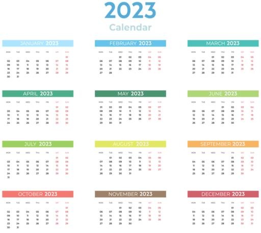 2023 年日历 PNG免抠(600x536)