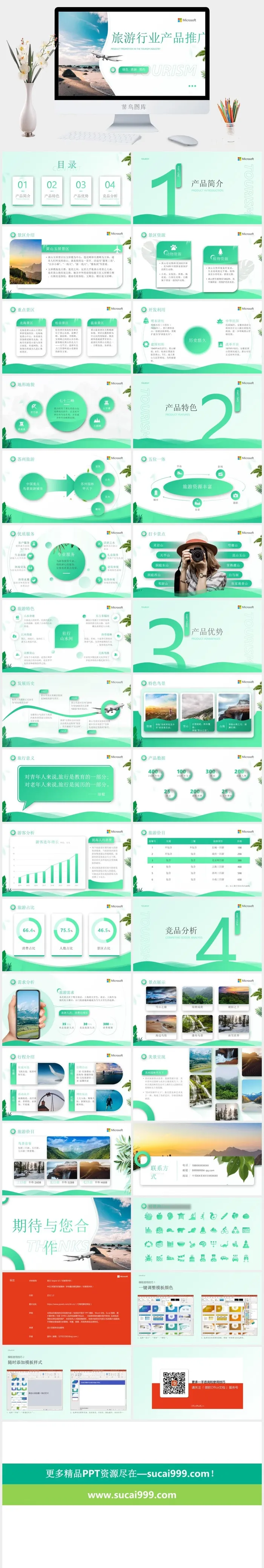简约清新旅游行业产品推广ppt模板