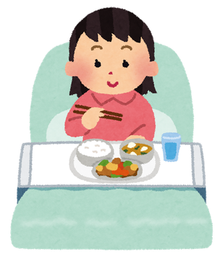 住院病床上吃饭