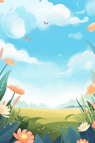 晴天草地蔚蓝天空背景图