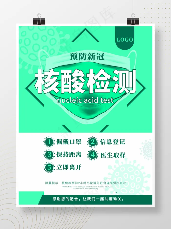 检测-疫苗接种步骤点引导海报psd模版下载