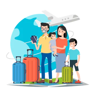 旅游的一家四口