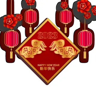 兔年红色灯笼免抠元素