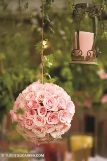 粉色玫瑰花花球 粉色玫瑰花花球