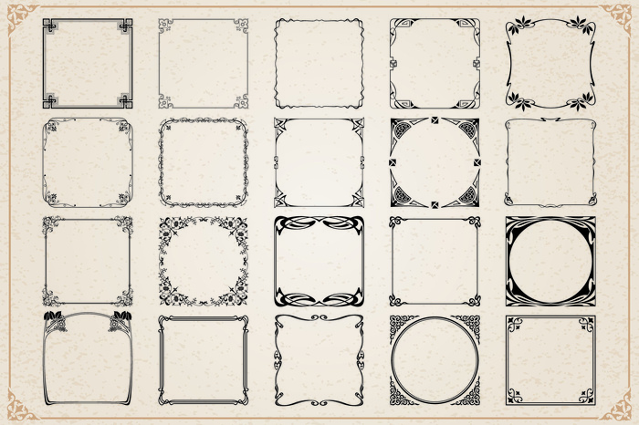 欧式复古线条边框花纹AI矢量LOGO角框花边分割线设计PSD卡片素材