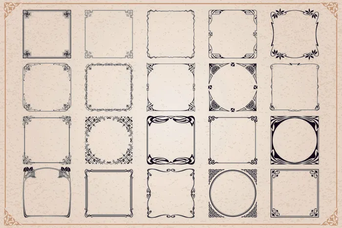 欧式复古线条边框花纹AI矢量LOGO角框花边分割线设计PSD卡片素材eps,ai矢量模版下载