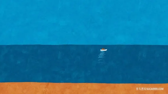 蓝色背景友谊小船壁纸