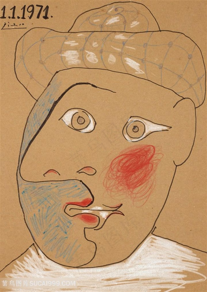 毕加索手绘头像装饰画
