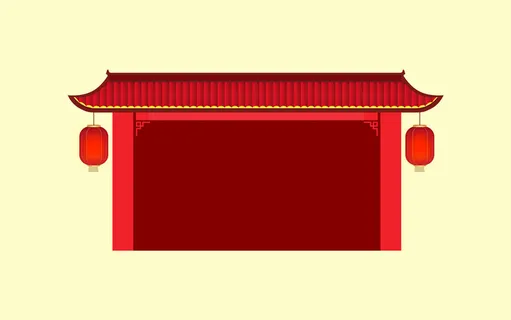 中国风古典传统图案边框纹理祥云灯笼装饰线条PSD背景素材