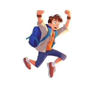 男孩加油人物跳跃元素