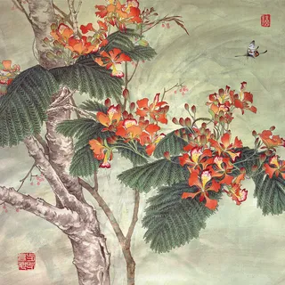 高清花鸟树水墨画 高清花鸟树水墨画