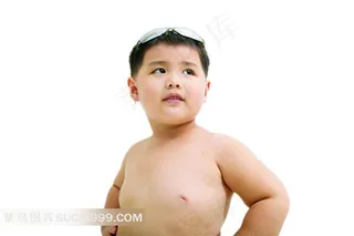 胖胖的裸身男孩摄影素材