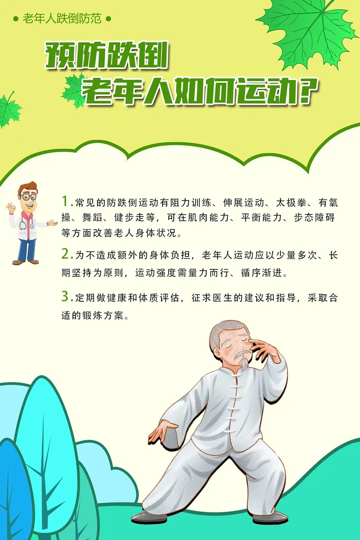 预防老年人跌倒医院海报psd模版下载