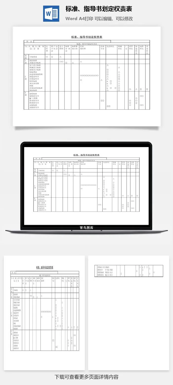 标准指导书划定权责表word模板