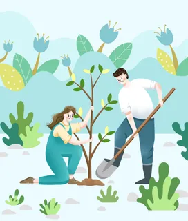 植树节扁平风格插画
