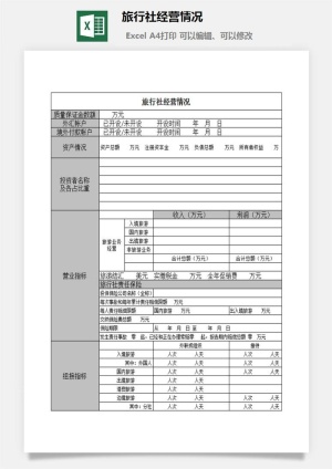旅行社经营情况excel模板