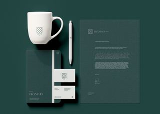 办公产品蓝色背景样机