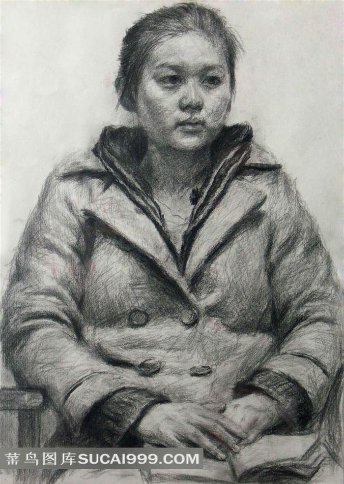 看书的女人素描