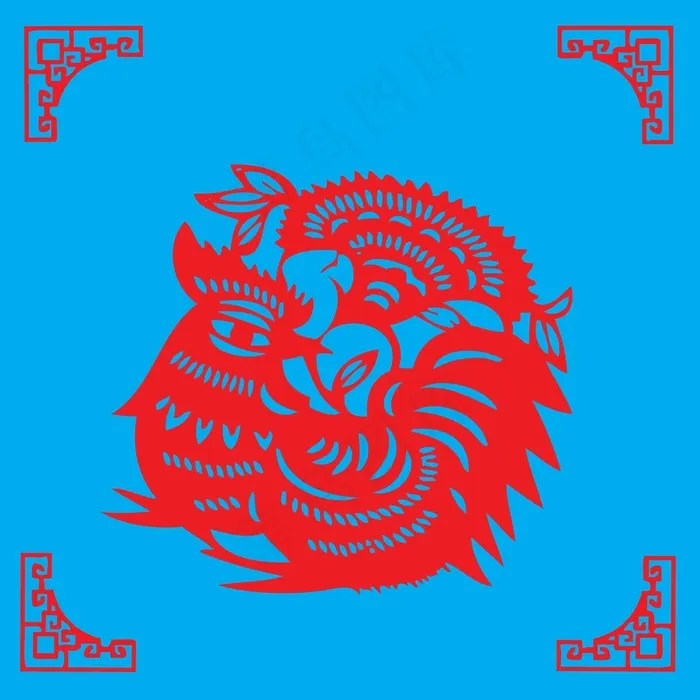 鸳鸯剪纸 剪纸风元素ai矢量模版下载