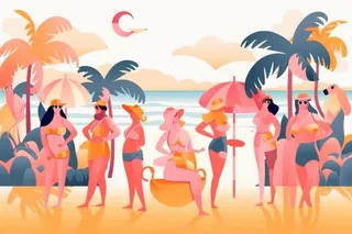 清爽泳衣人物扁平简约背景