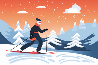 冬季滑雪卡通插画素材背景